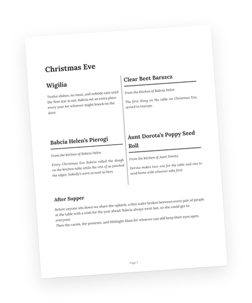 A cookbook page laid out as a grid of photos and text